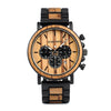 Wood and Stainless Steel Chronograph Watch